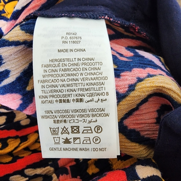 NWT Boden Grace Ikat Navy Pink Coral Crinkle Wide Leg Pull On Pants Size 14 - Picture 8 of 9